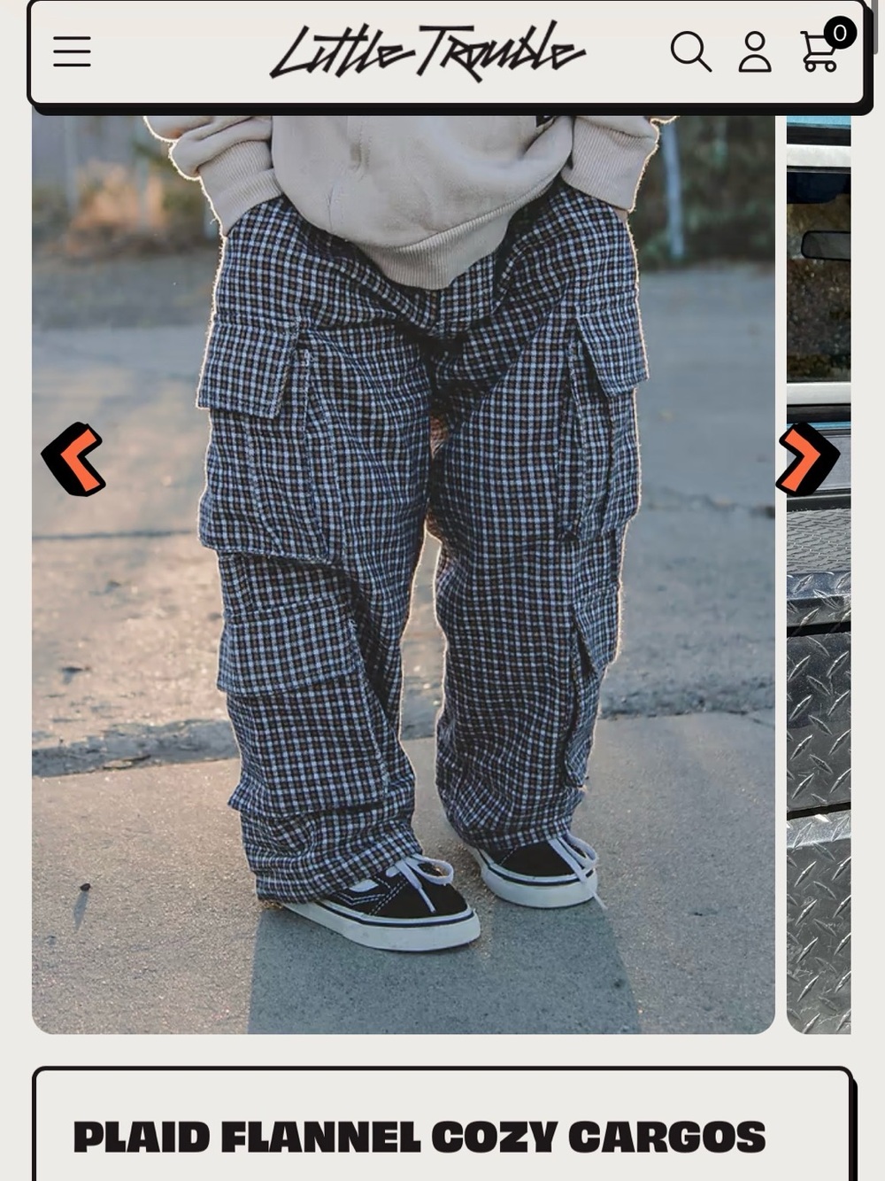 Little Trouble Plaid Flannel Cozy Cargos